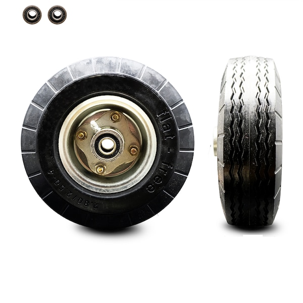 8" x 2.75" Flat Free Hand Truck Dolly Wheel Only w/2.25" Offset Hub&Ball Bearing